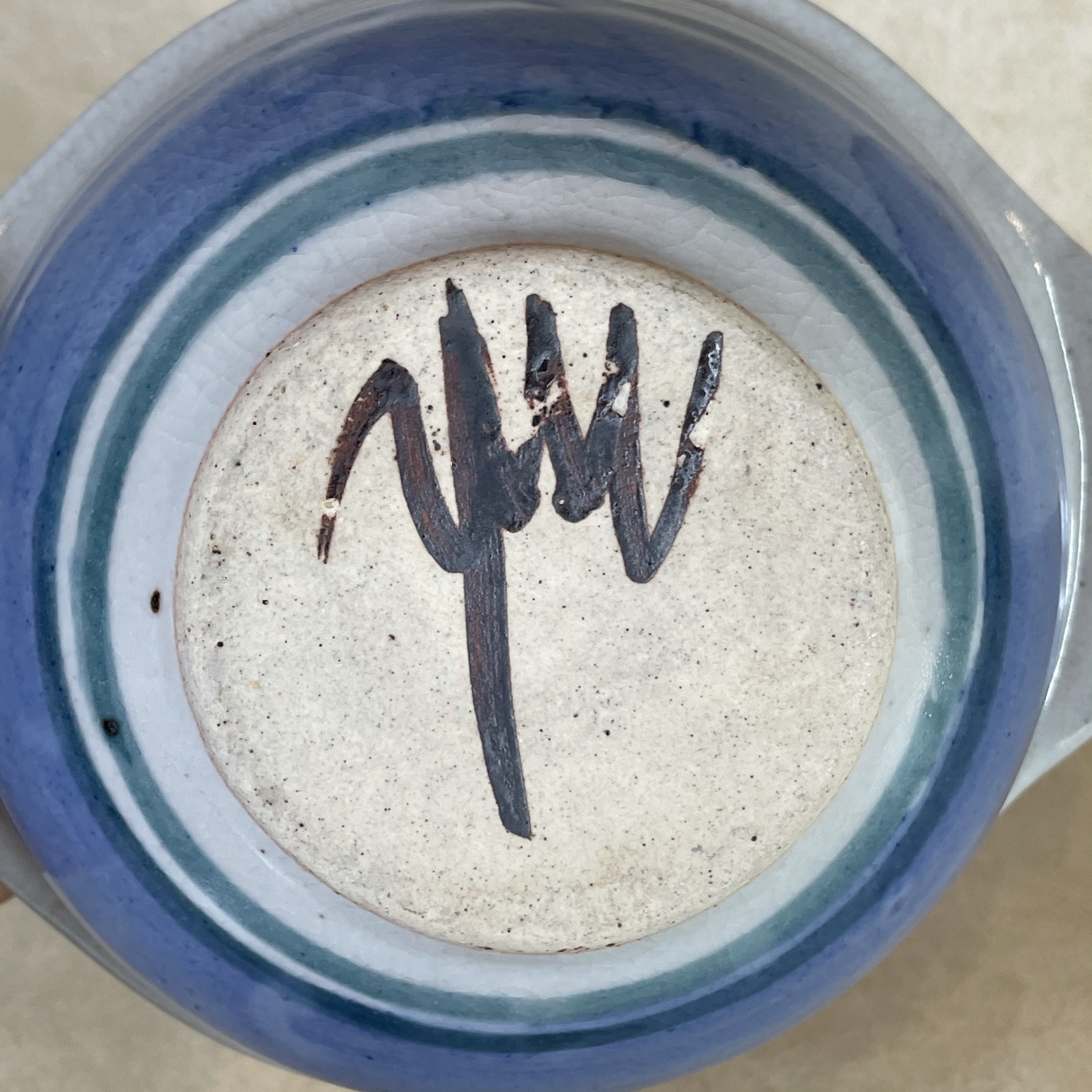 HEAVY DECORATED STONEWARE MIXING BOWL