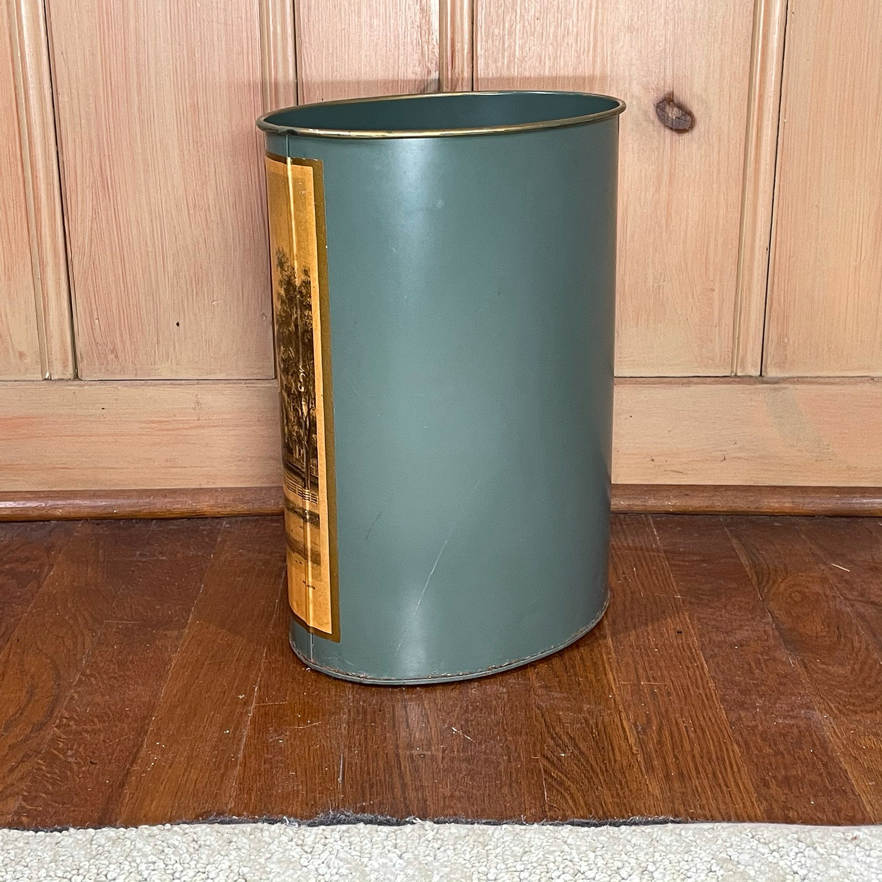 COLLEGE of PRINCETON' TIN WASTE BASKET