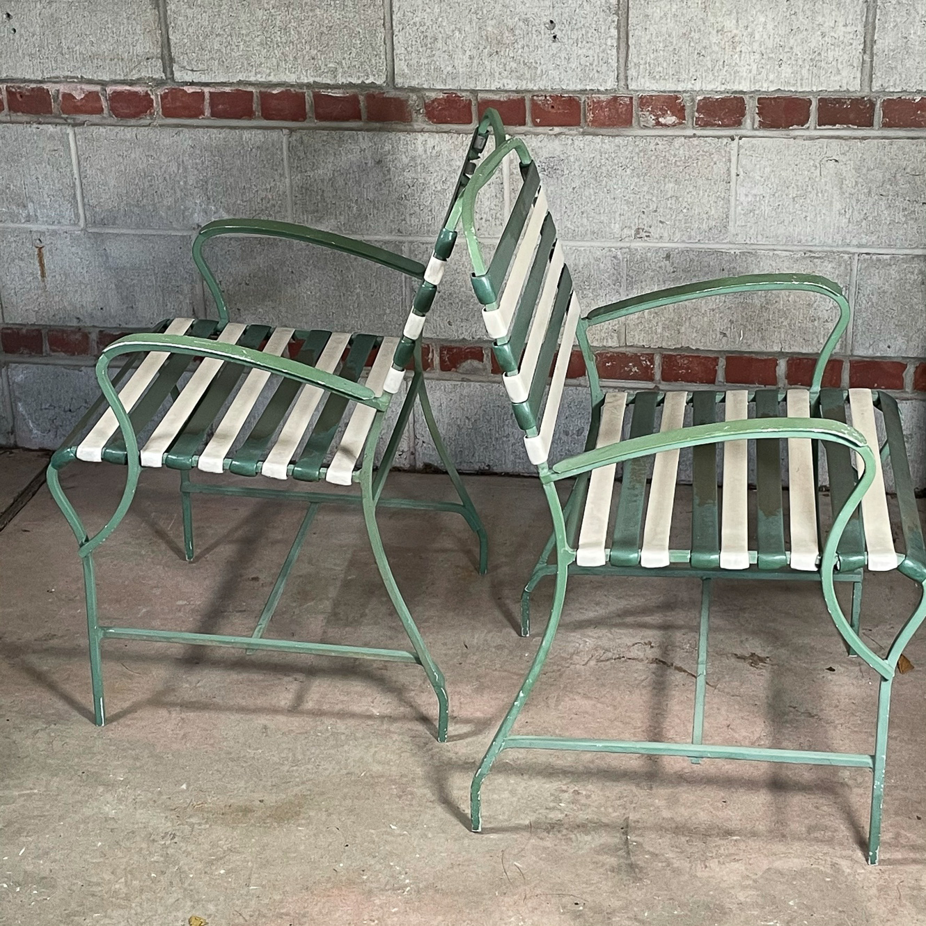 (2pc) VINYL STRAP PATIO CHAIRS