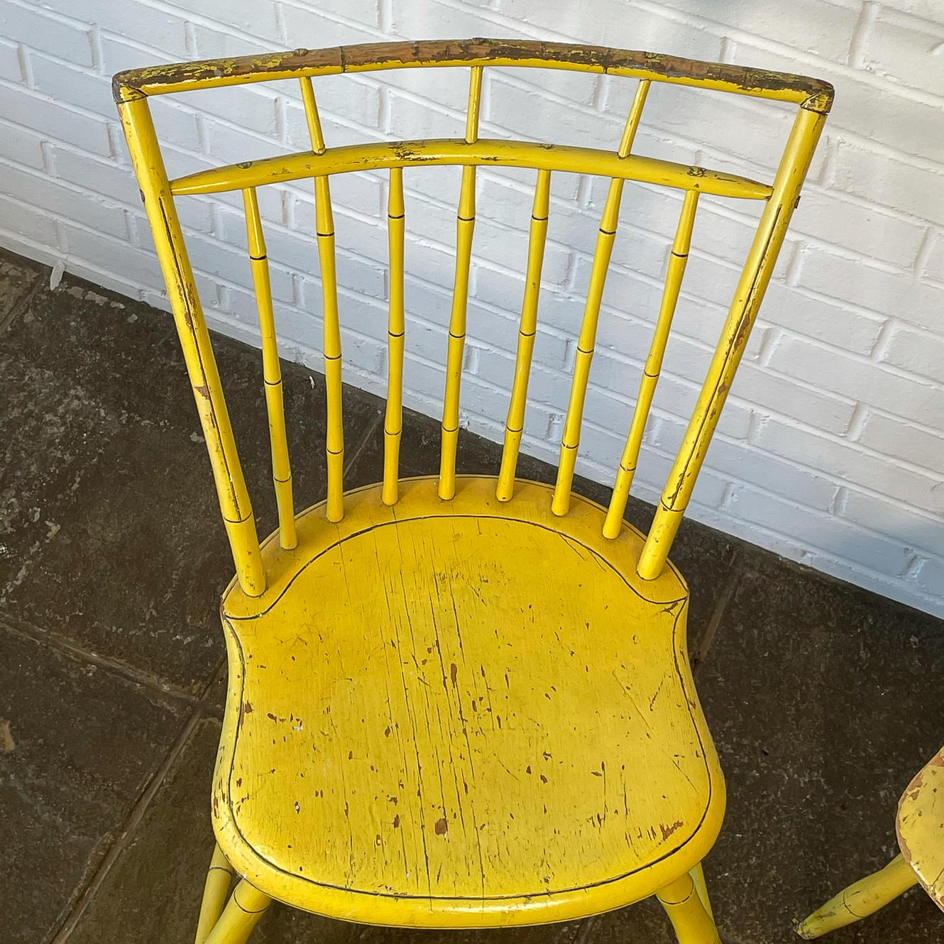 (2pc) YELLOW PAINTED CHAIRS
