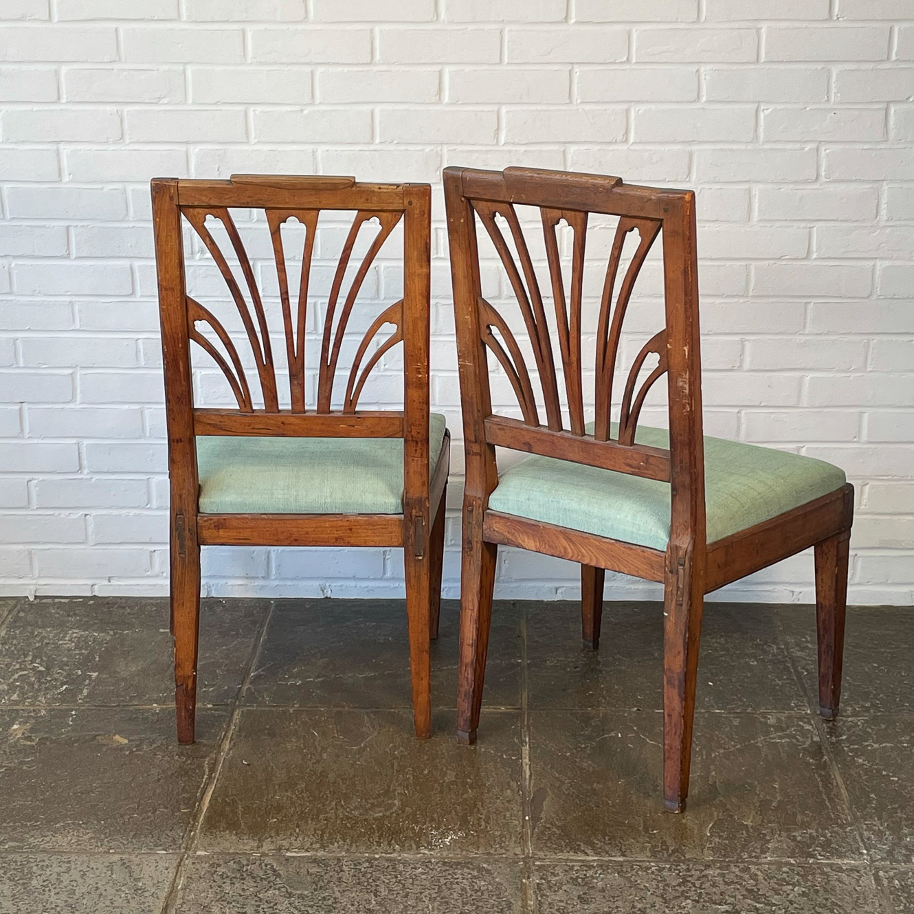 PAIR CARVED WOOD SIDE CHAIRS