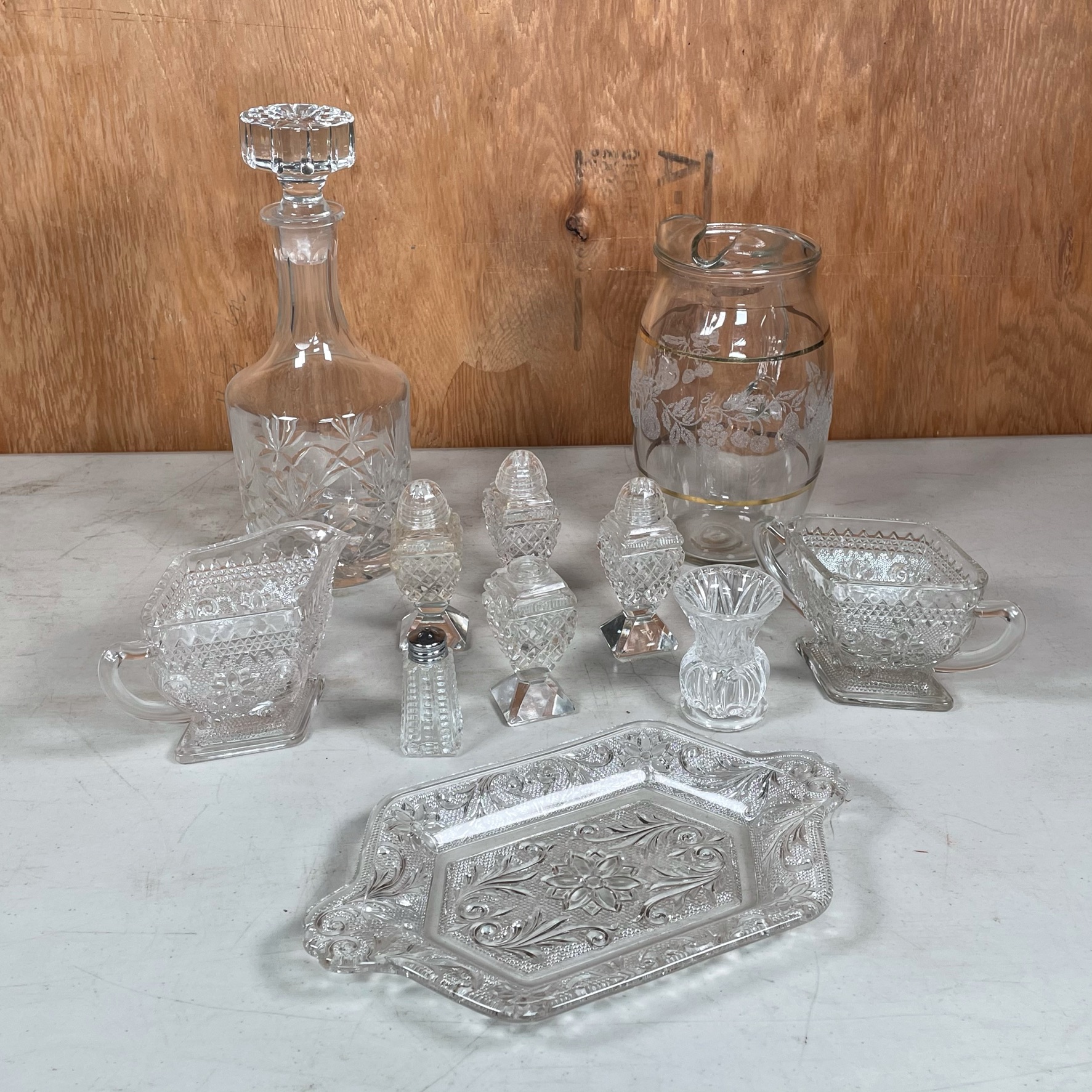 GROUP PRESSED GLASS TABLEWARE