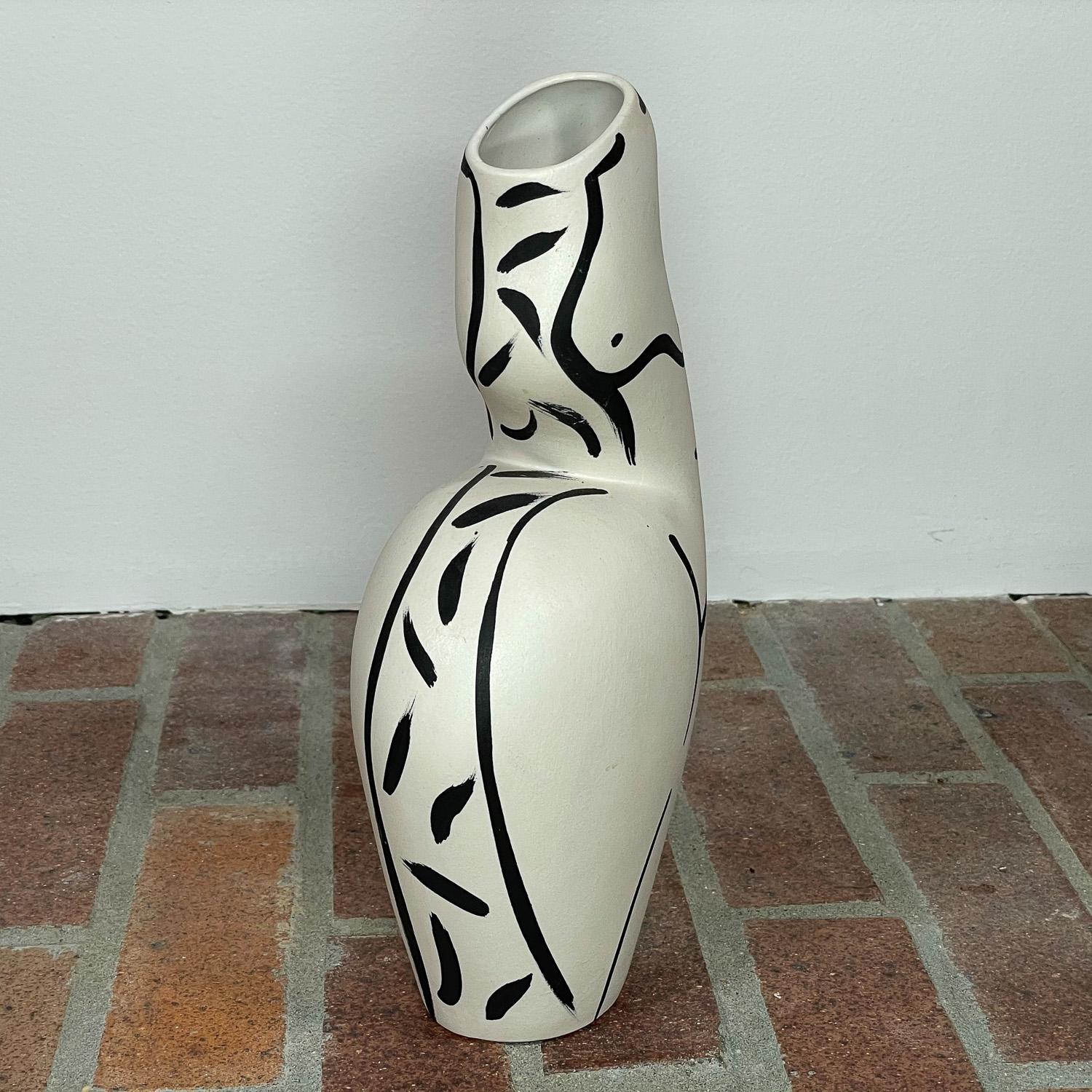 PAINTED POTTERY FEMALE FIGURE VASE