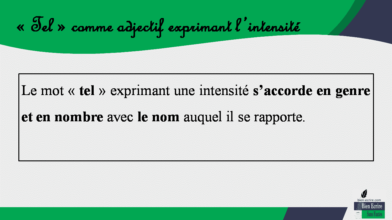 Signification et accord de "tel" Bien écrire