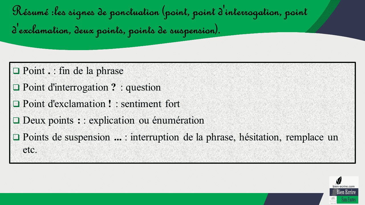 Les signes de ponctuation comment les utiliser (première partie