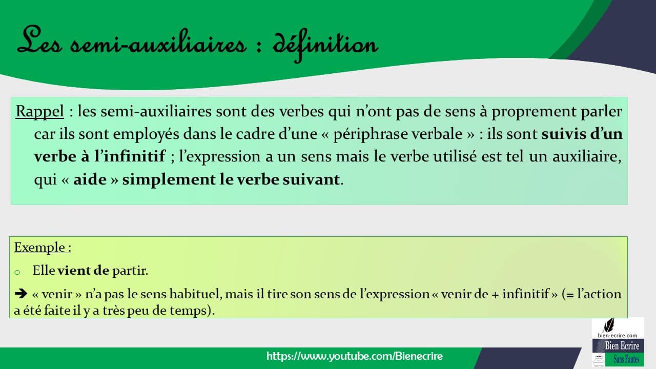 Verbe 8 auxiliaires modaux, de temps, d'aspect Bien écrire