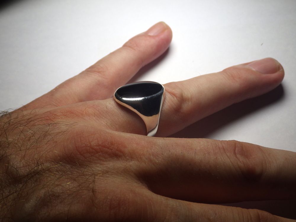 Herrenring Massiv 925 Silber echt Onyx Siegelring Silberring Handarbeit