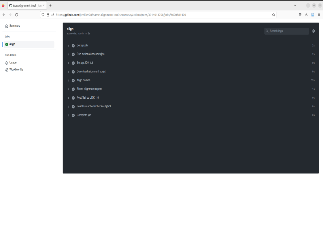 Using the namealignmenttool Name Alignment