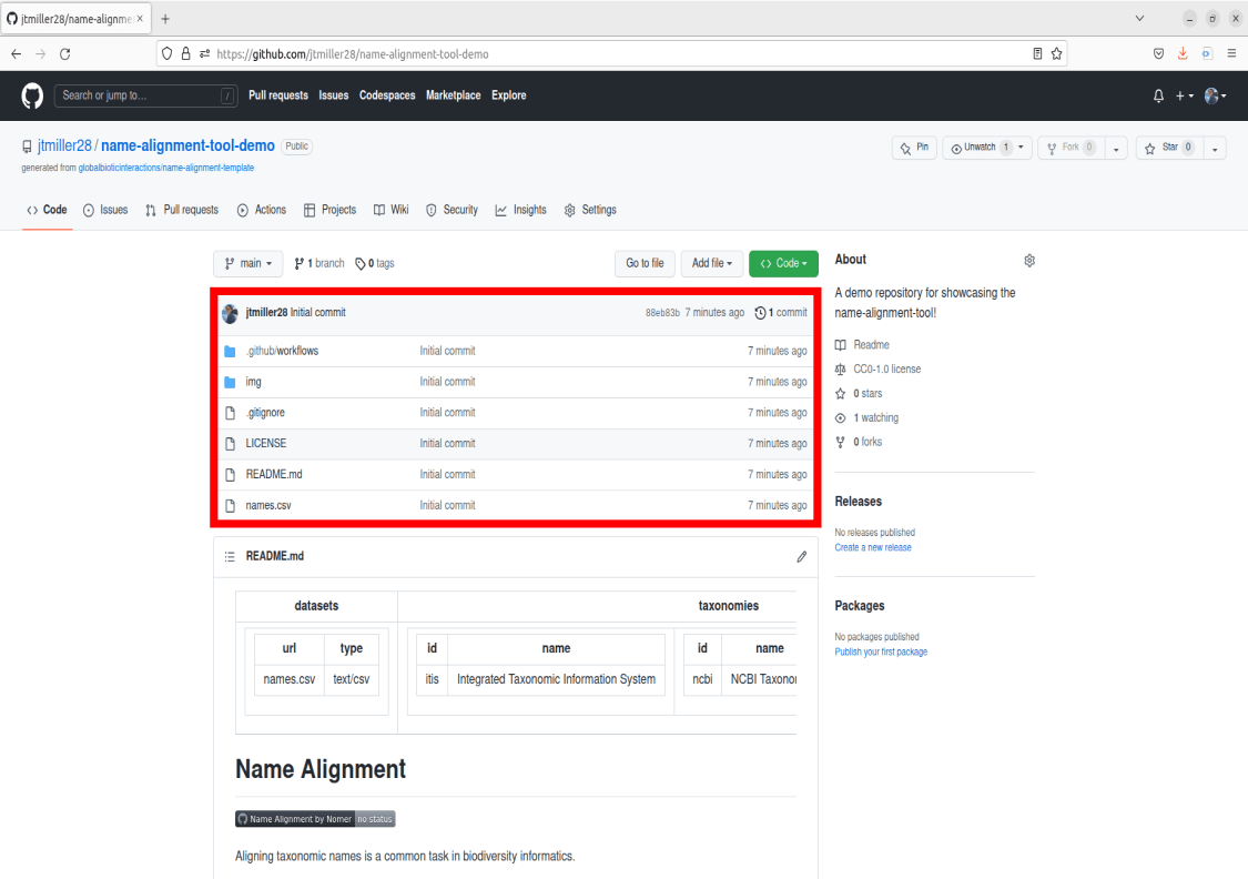 Navigating Github and Creating a Copy of the Tool Name Alignment