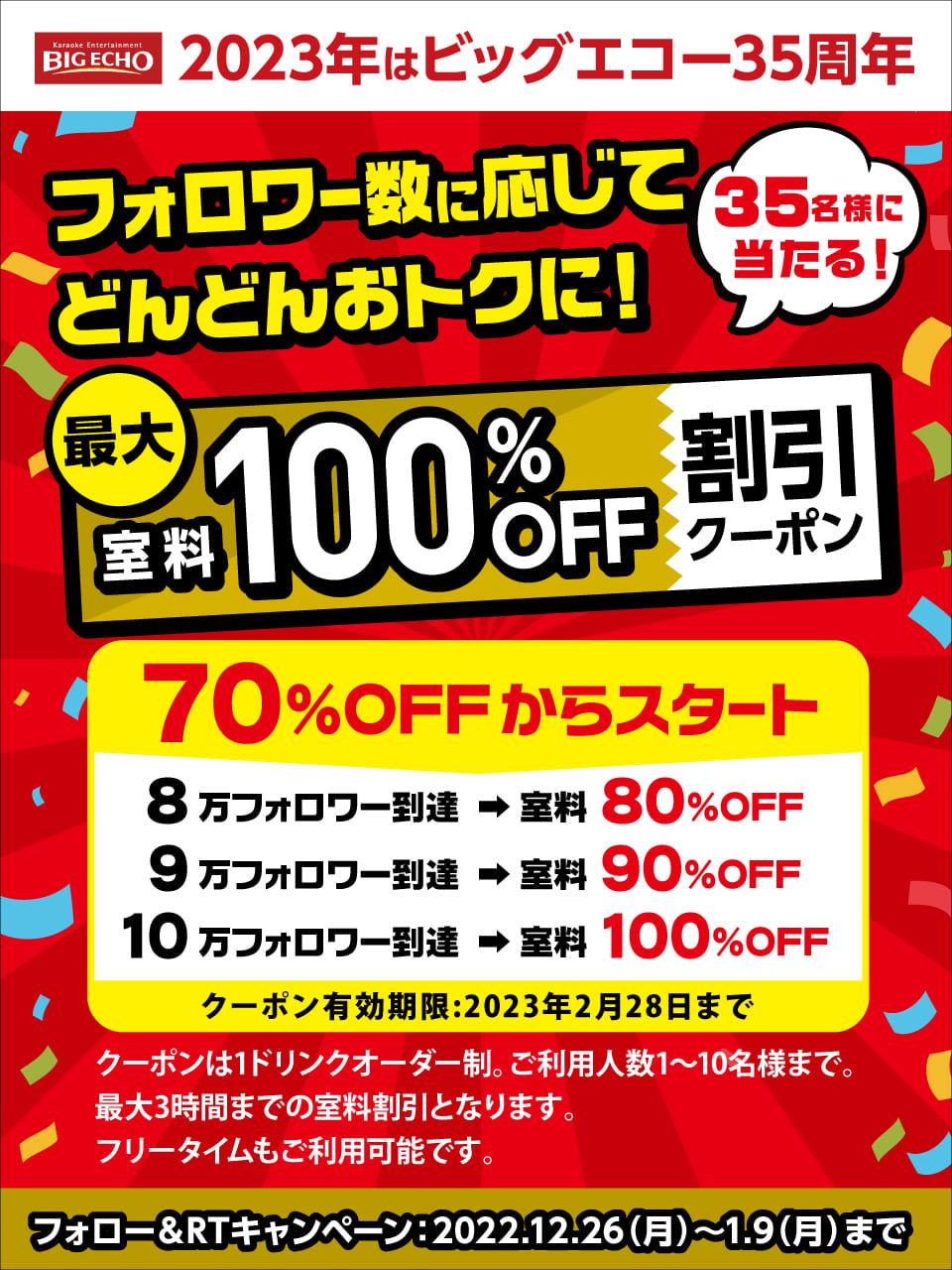 ビッグエコー公式Twitterキャンペーン カラオケ ビッグエコー