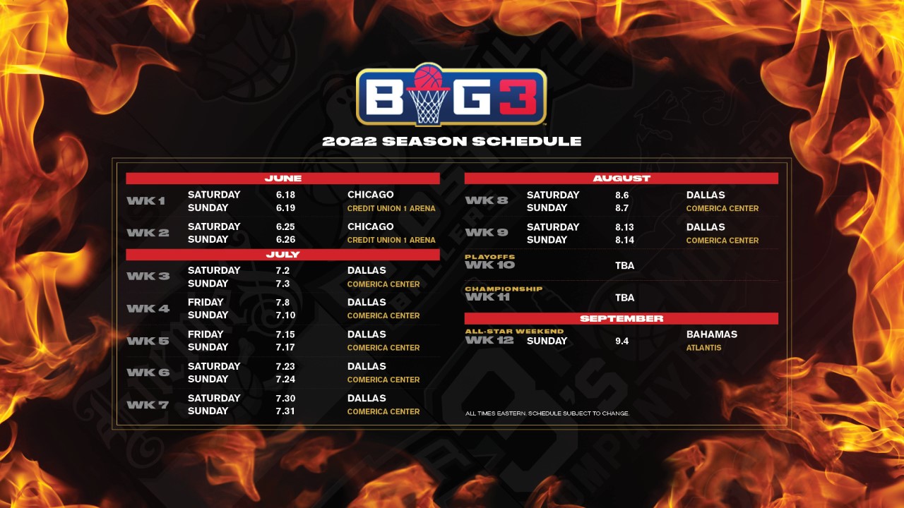 Big 3 Schedule 2024 BIG3 Season 5 Schedule Announced BIG3