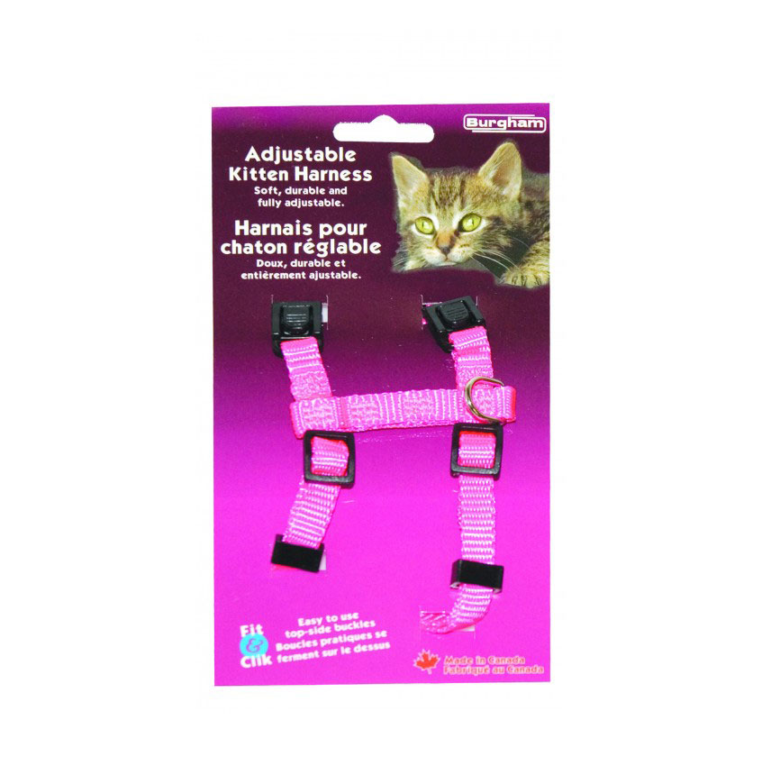 Burgham Adjustable Kitten Harness 3/8″ x 9″ 15″ Pink Big Al's Pet