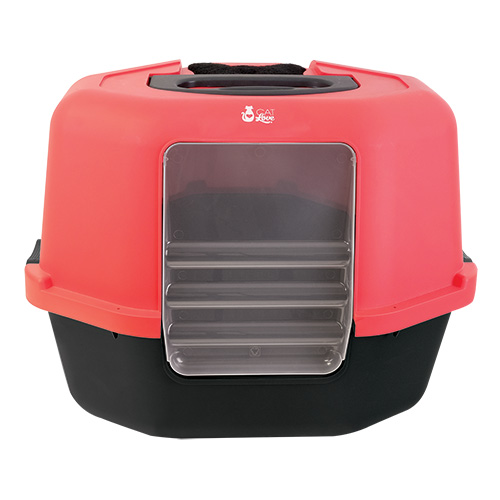 Catit Corner Hooded Cat Litter Pan Red & Charcoal Big Al's Pet