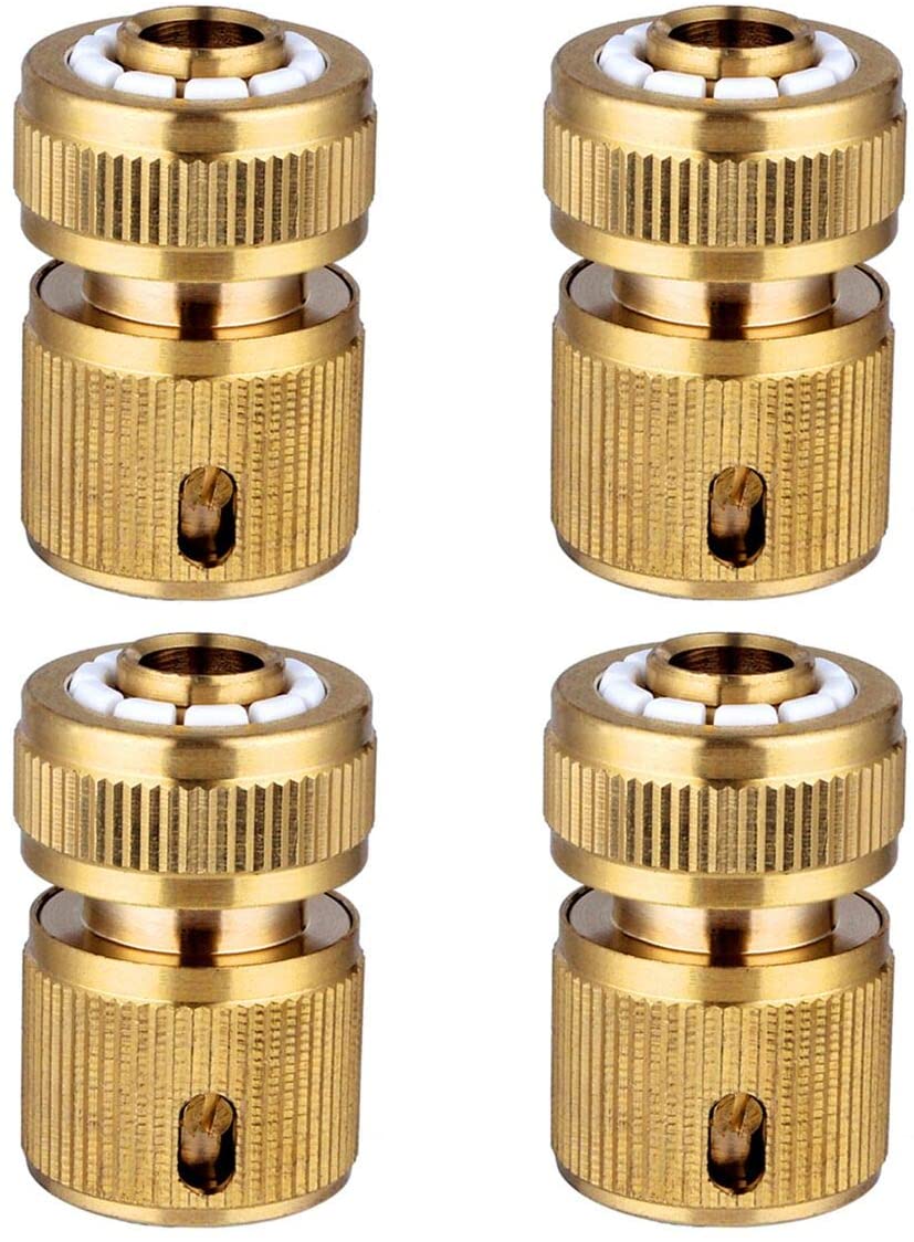 CT 4 pc Brass Hose Connector Hose End Quick Connect Fitting 1/2″ Hose