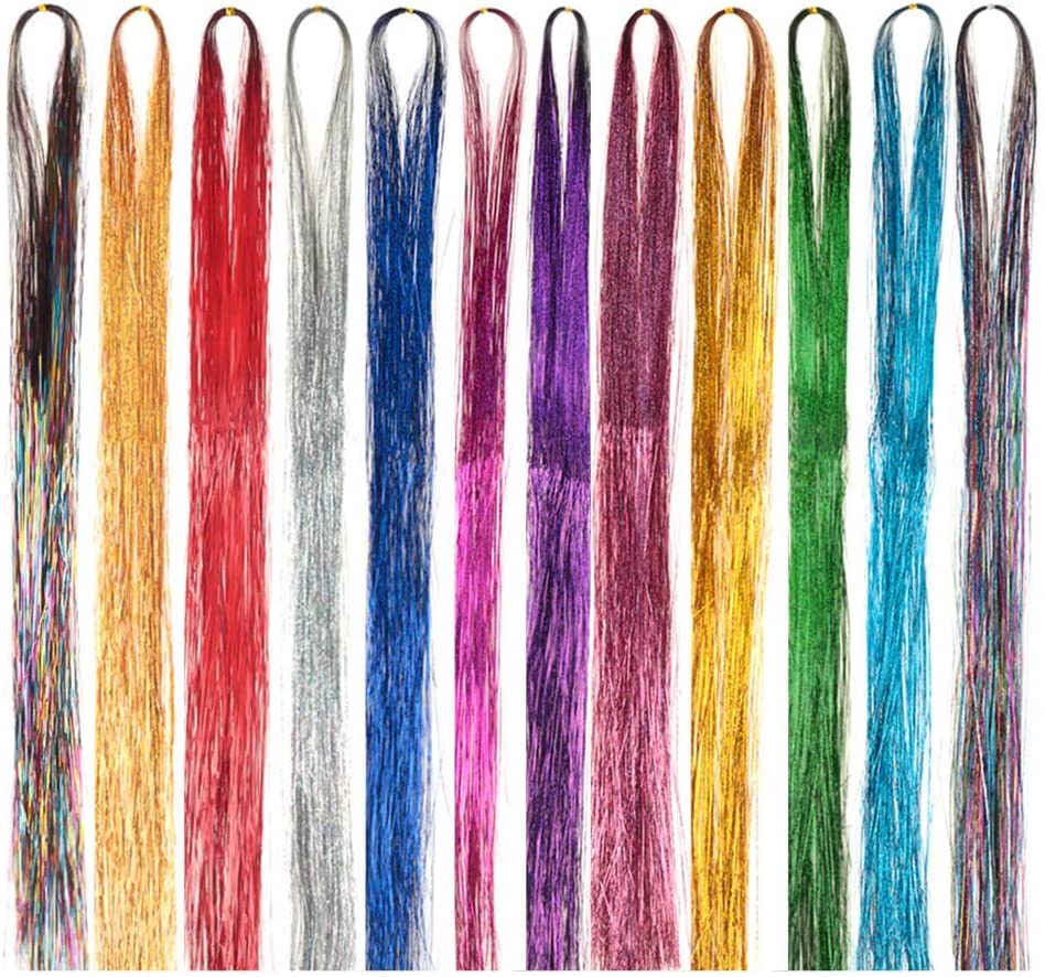 Hair Tinsel Strands 12 Colors 1800 Strands Hair Tinsel Extensions