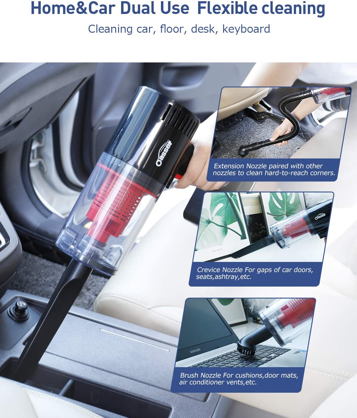 Oasser Cordless Handheld Vacuum Cleaner Portable Handheld Car Vacuum
