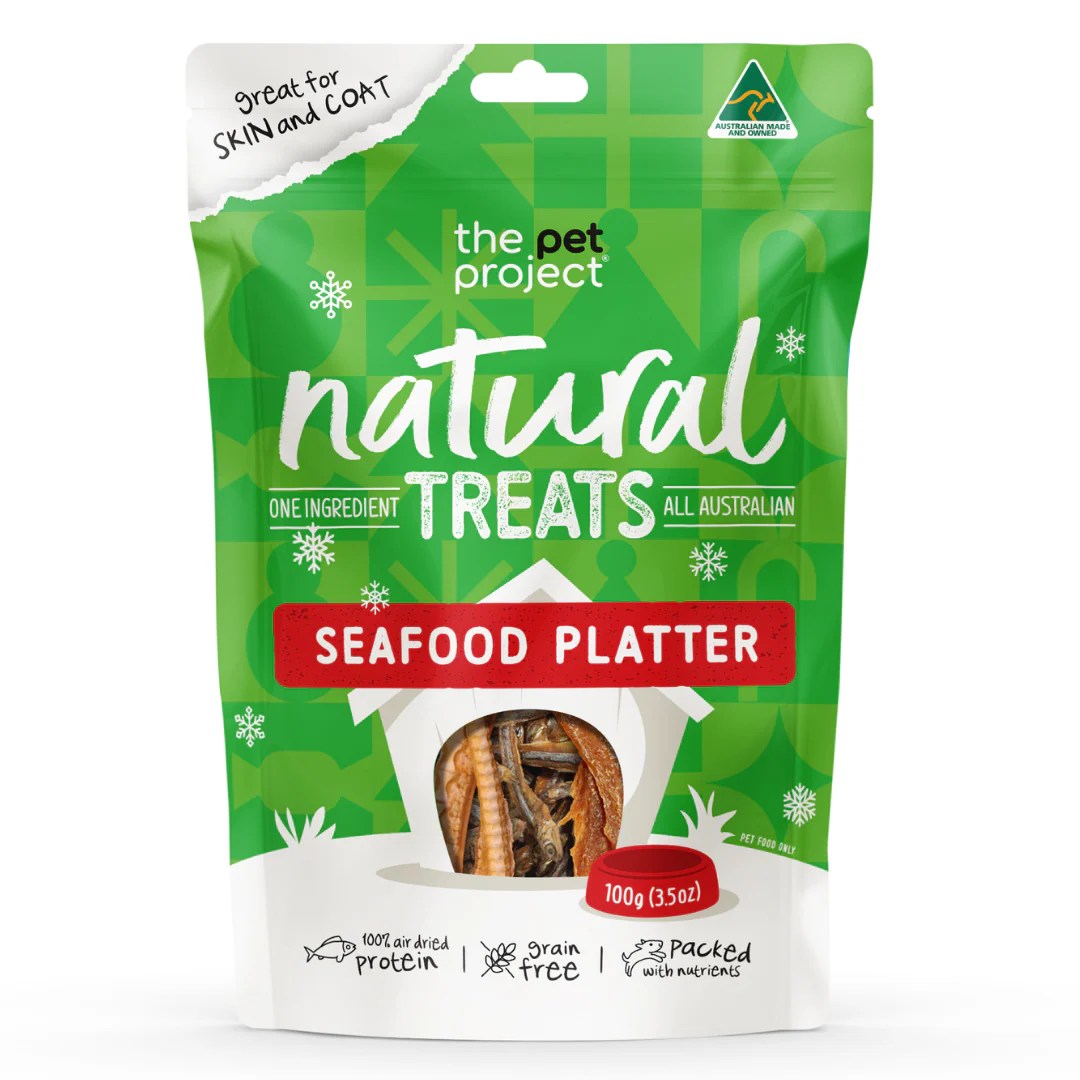 DOG TREATS Pet Project Christmas Seafood Platter 100g (NEW) Big & Little Dogs