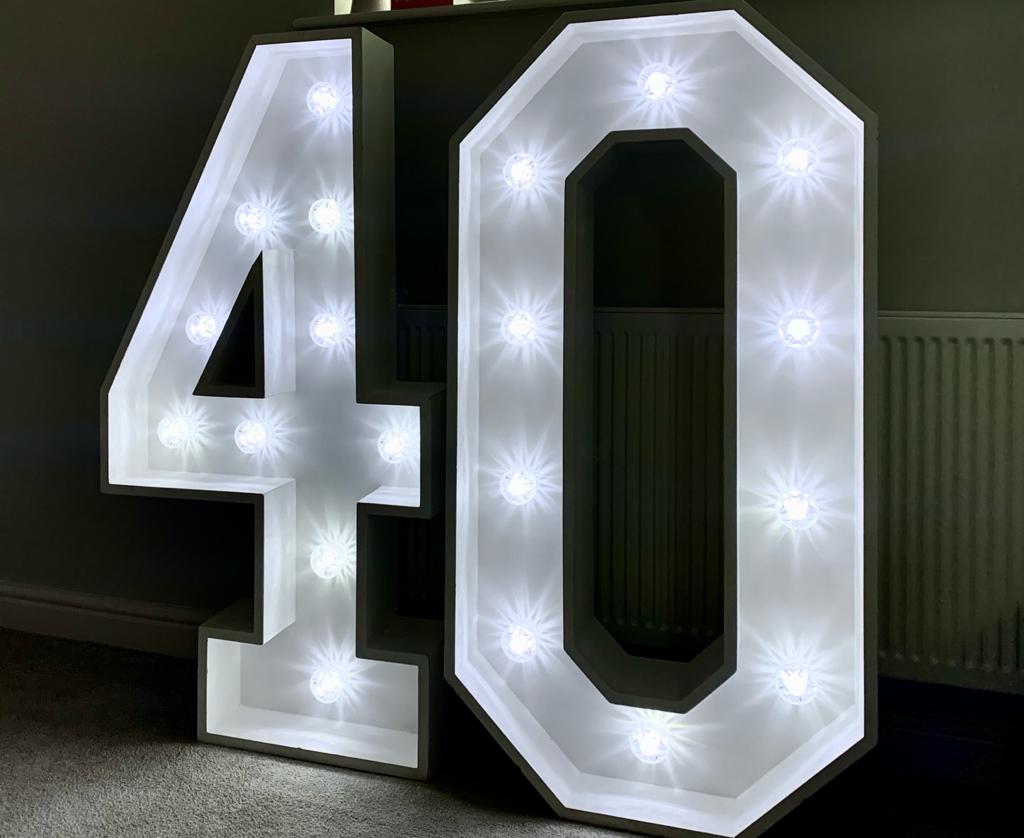 Two Large LightUp LED Numbers Big Bash Events