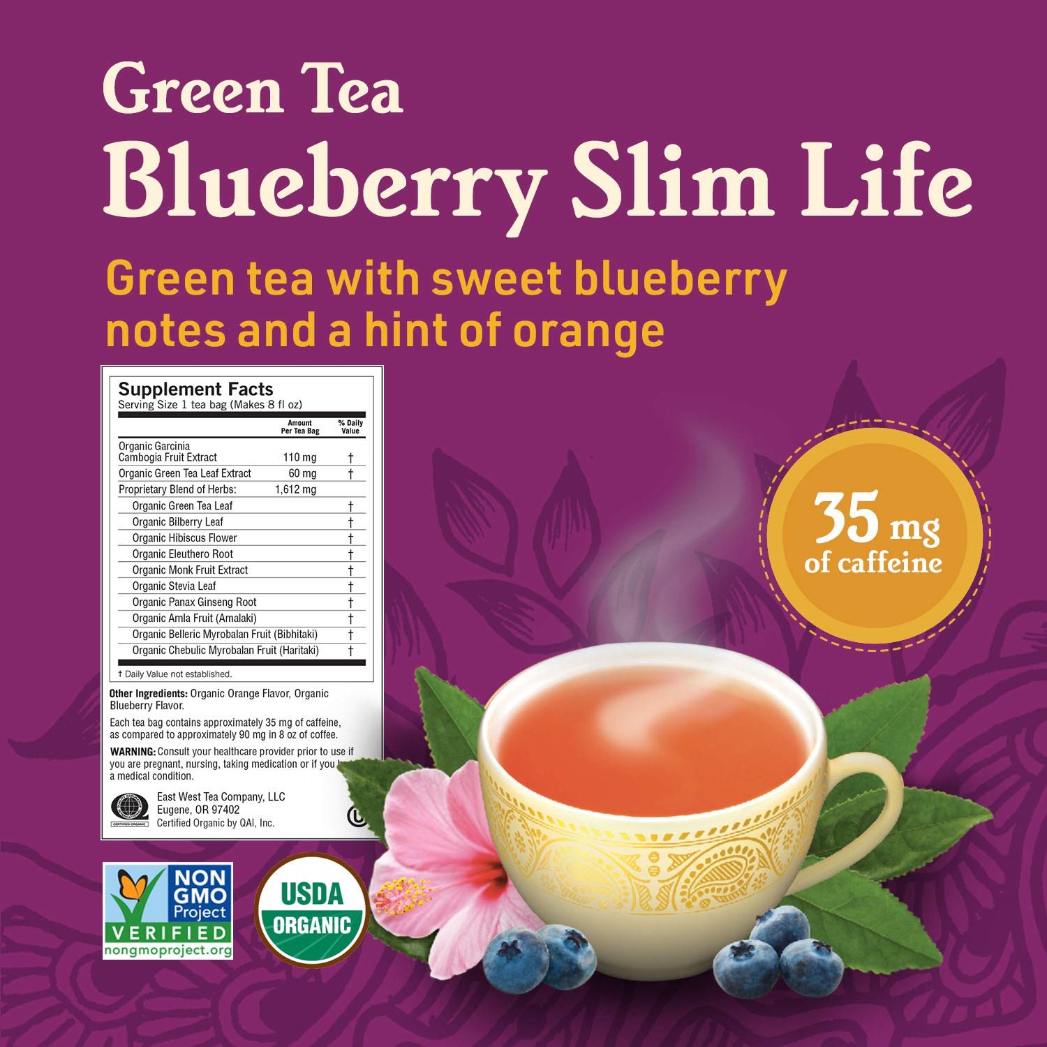 Yogi Tea Green Tea Blueberry Slim Life, Kombucha, Super Antioxidant