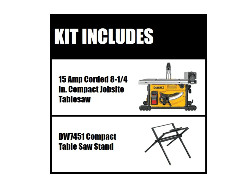 DEWALT DWE7485 15 Amp Corded 81/4 in. Compact Jobsite Tablesaw with