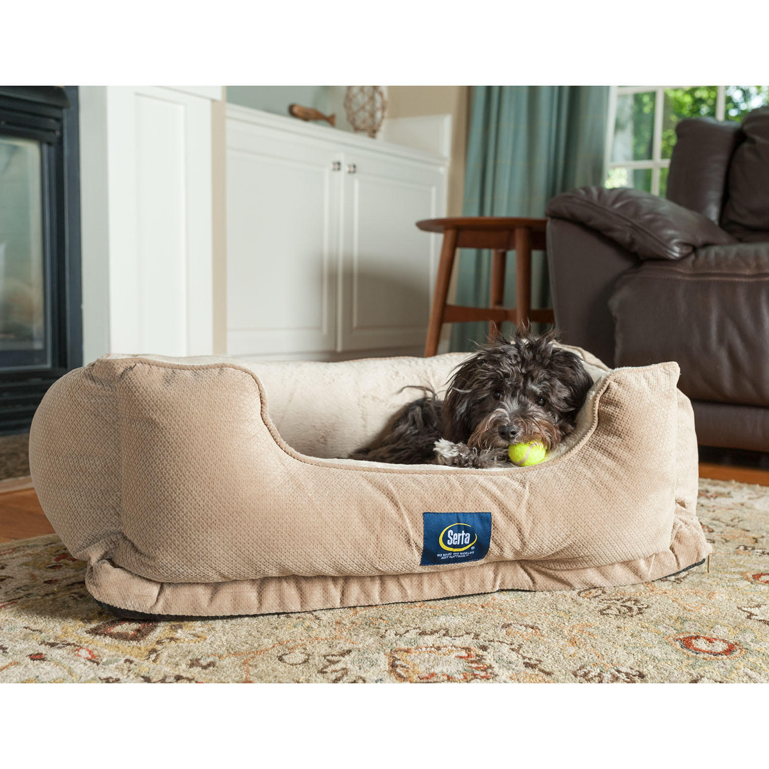 Serta Perfect Sleeper Orthopedic Cuddler Pet Bed, 34" x 24" (Tan