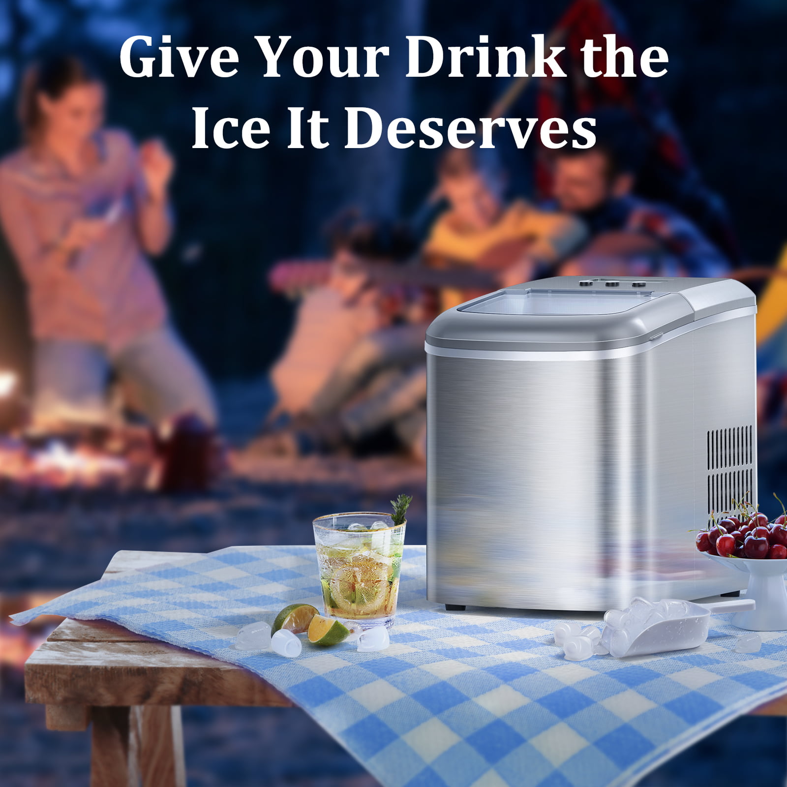 TaoTronics Ice Maker Countertop Machine 26lb/24H with LCD Display, SelfCleaning Function and 9