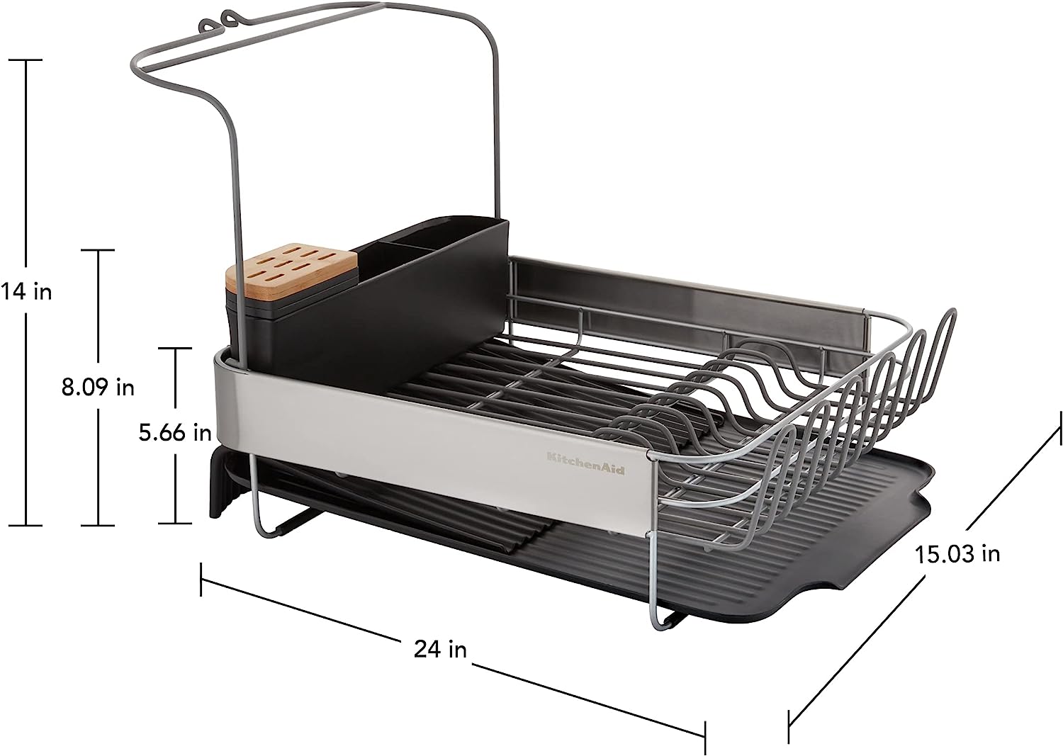 KitchenAid Full Size Expandable DishDrying Rack, 24Inch, Black
