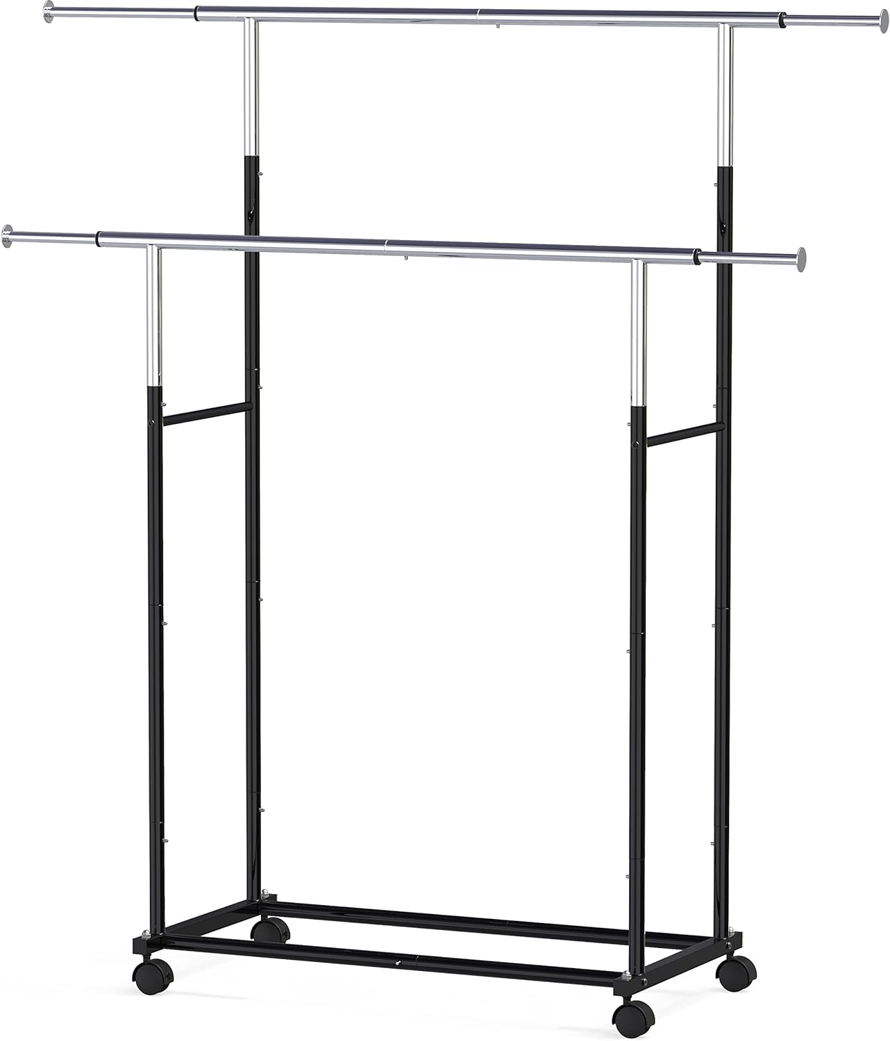 Simple Houseware Standard Double Rod Garment Rack, Black