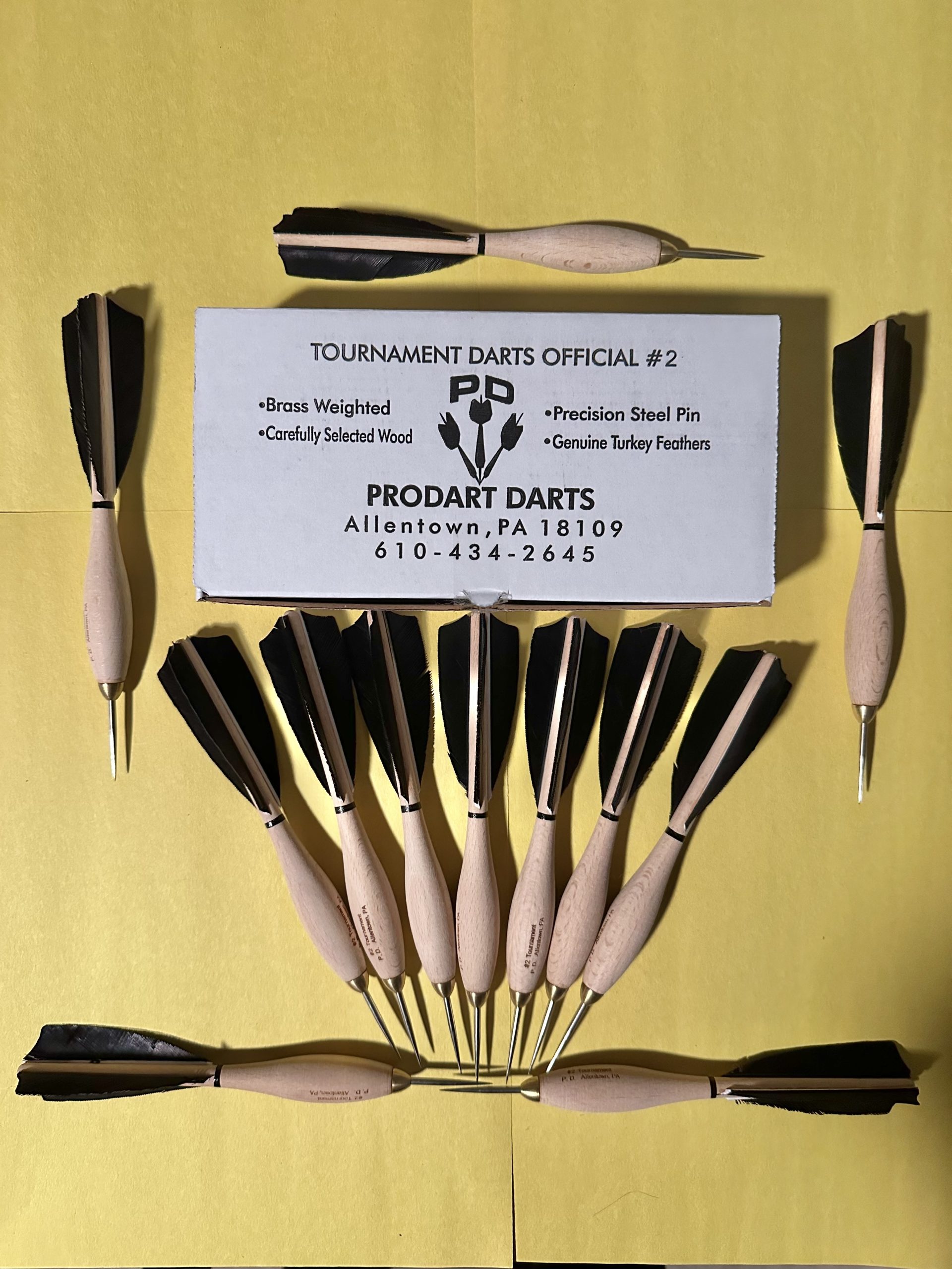 904 Black Wooden Turkey Feather Dartball 2 Darts Big Boys Darts
