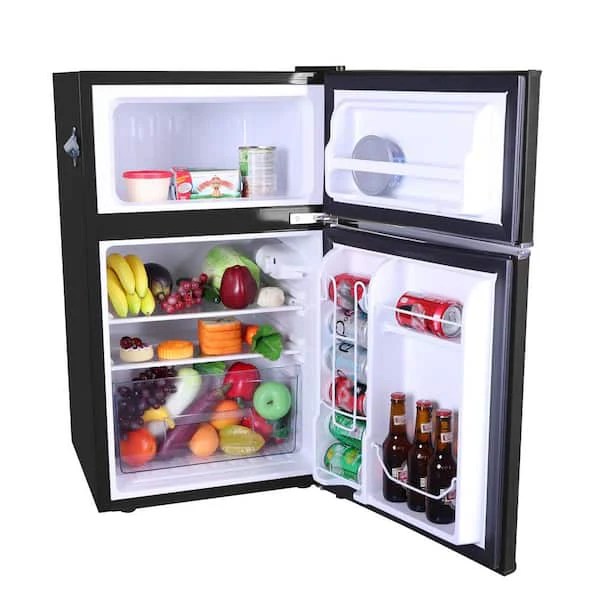 Frigidaire 3.2 cu. ft. 2 Door Retro Mini Fridge in Black Big Catch