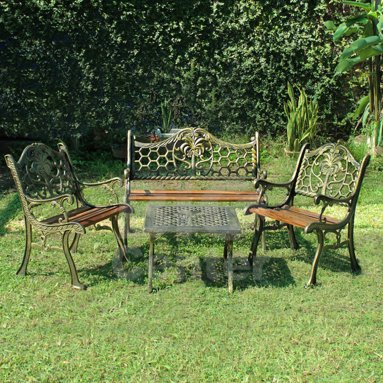 JUEGO DE JARDIN PALMERA HIERRO Y MADERA BigCenter