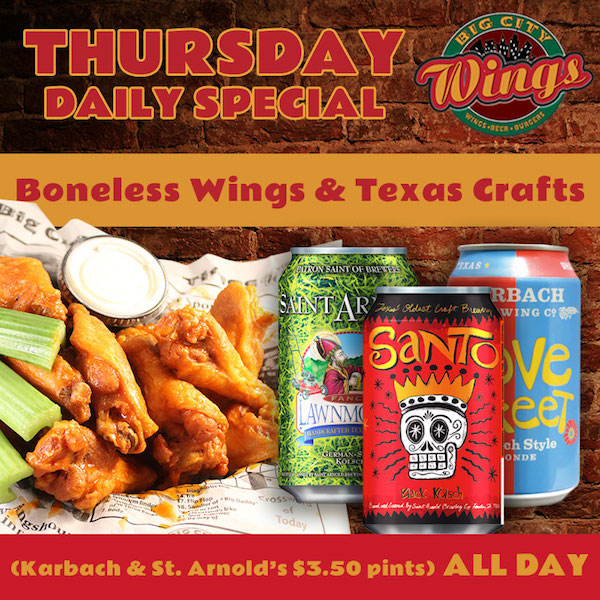 Daily Specials Big City Wings
