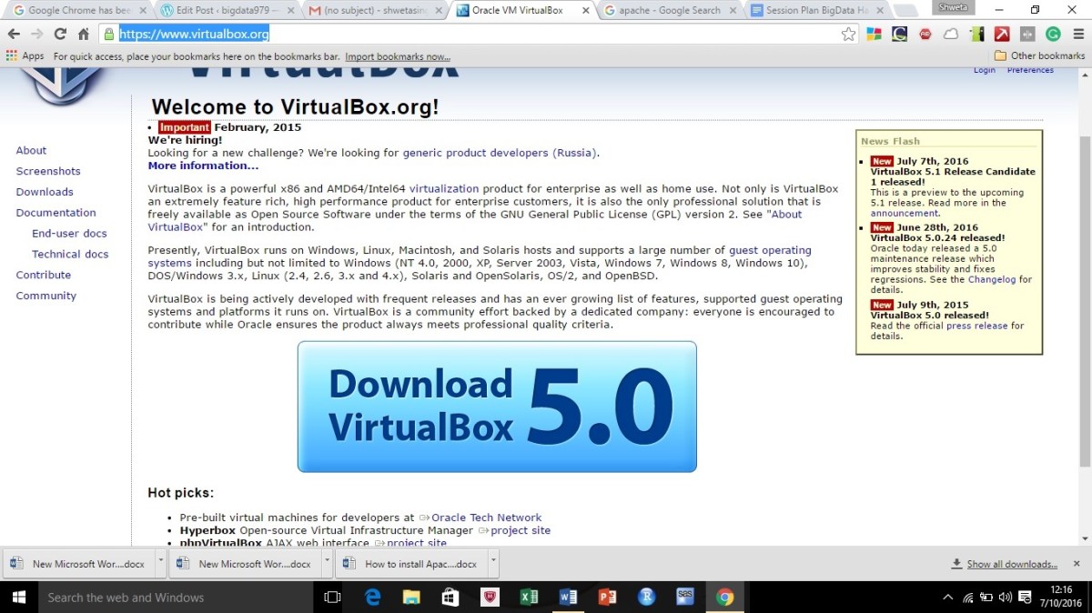 How to install Apache spark 1.2.1 on VM VirtualBox on Windows host