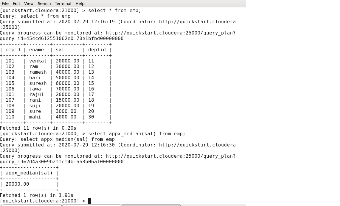 Calculating “Approximate Median” in Cloudera Impala, Apache Hive, SQL