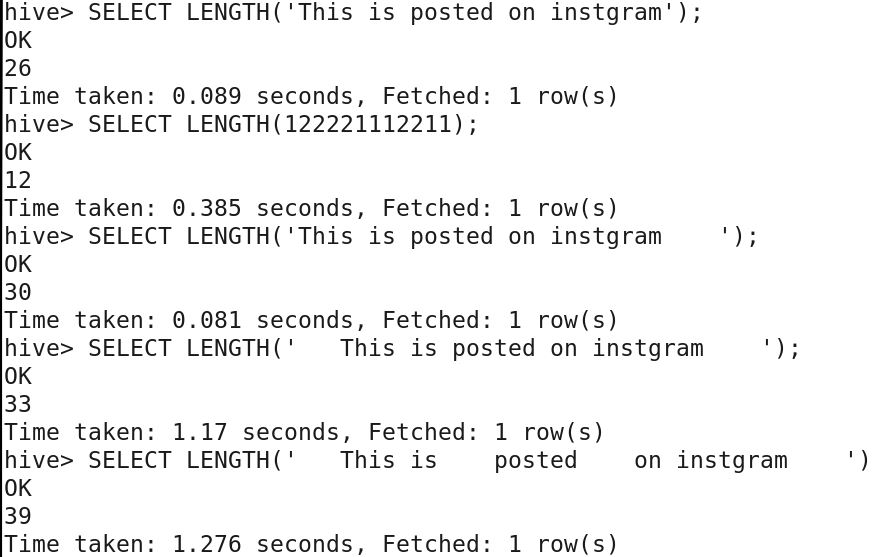 Finding the length of a string Apache Hive & Apache Impala Big Data