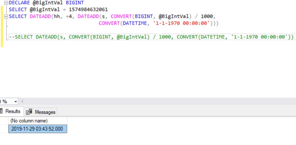 PostgreSQL BigInt Value Conversion to UTC and Local Times Big Data