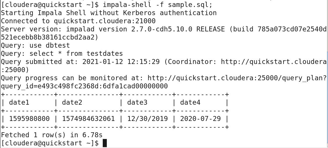Apache Impala Executing SQL file in nonInteractive Mode Big Data
