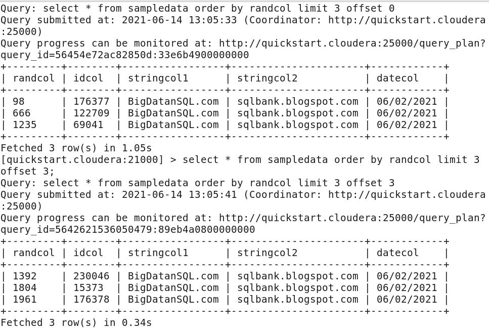 LIMIT with OFFSET in Hive & Impala Big Data & SQL