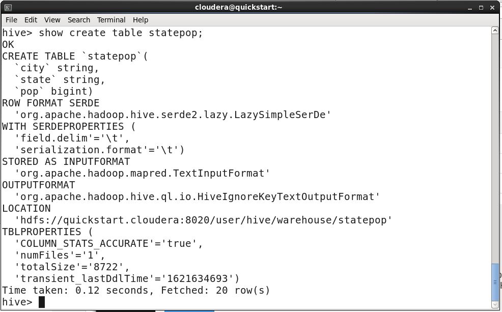 Generate Create Table Statement In Hive Big Data and SQL