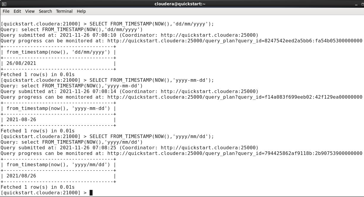 FROM_TIMESTAMP in Apache Impala Big Data & SQL
