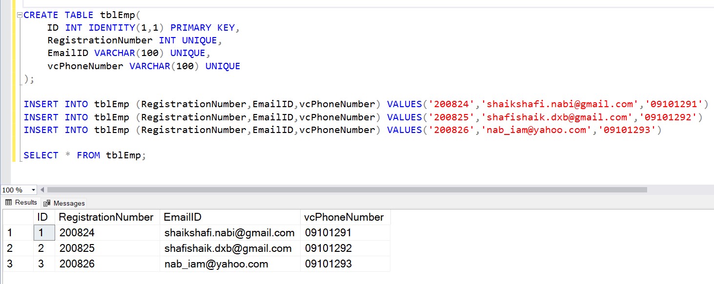 UNIQUE KEY in SQL Server Big Data & SQL