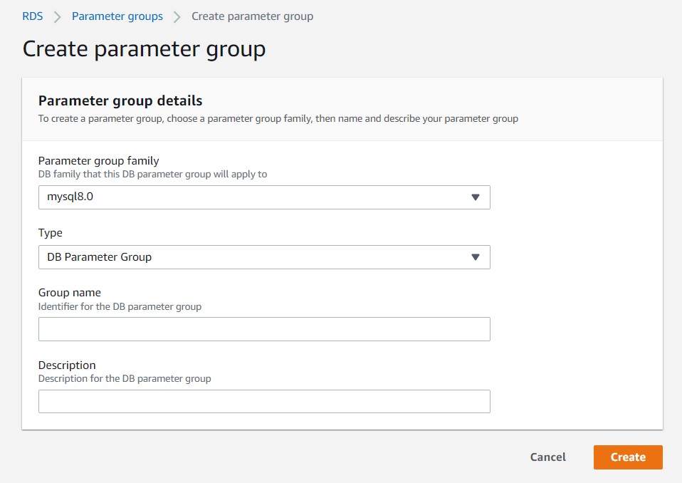Create Parameter Group in RDS Big Data & SQL