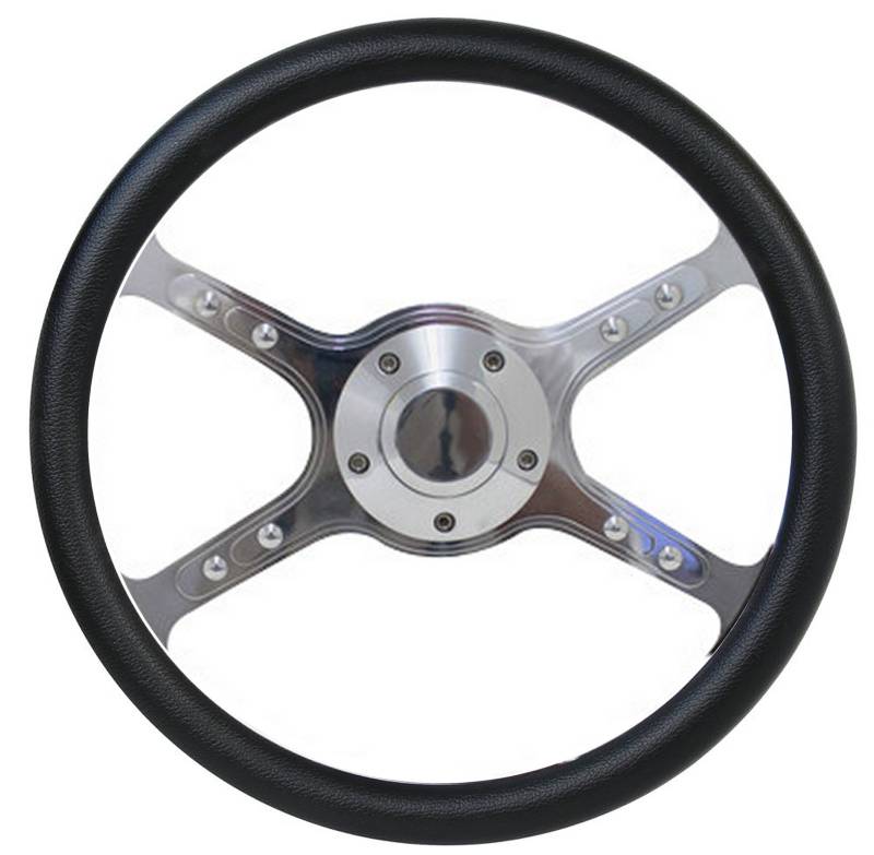 14" Lakester Style Billet Aluminum Steering Wheel Kit w/Your Choice of