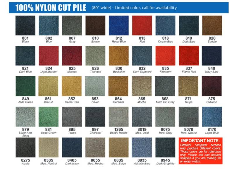 Molded Cut Pile Carpet for 1975 1977 Monte Carlo, Your Choice of Color