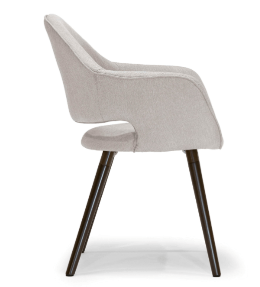Glamour Home Adel Modern Beige Arm Chair Dining Chair With Beech Legs