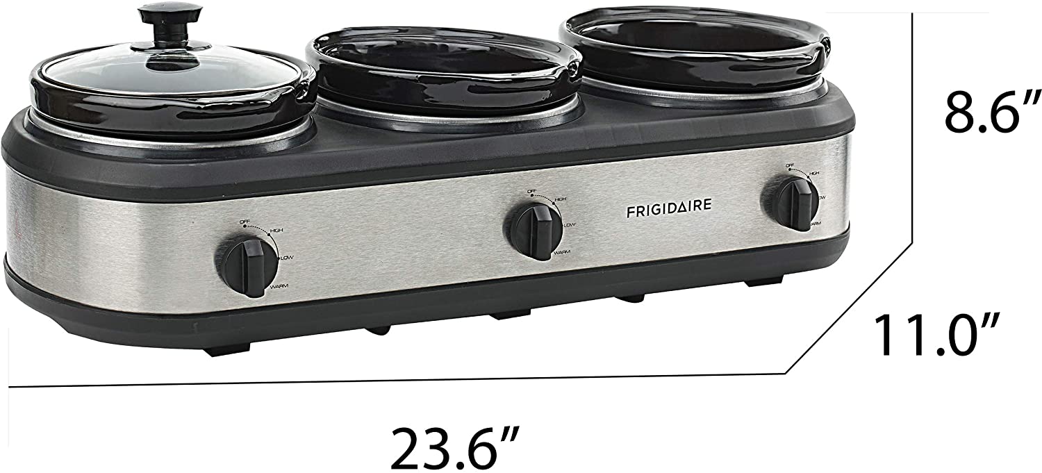 FRIGIDAIRE ESC3105SS, Slow Cooker, Buffet Server 3 Pot, Food Warmer Stainless