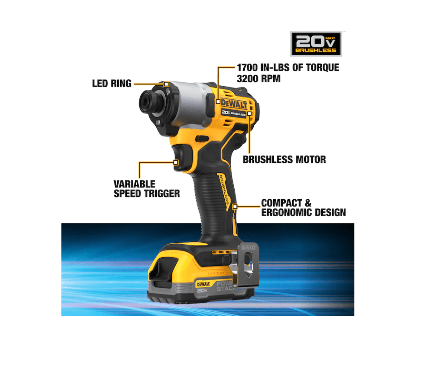 DEWALT DCF840E1 20V 1/4 In IMPACT DRIVER WITH POWERSTACK BATTERY