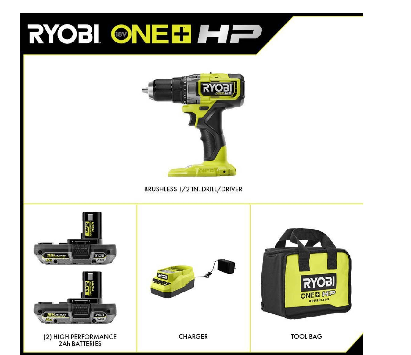 RYOBI PBLDD01K-A986501 ONE+ HP 18V Brushless Cordless 1/2 In. Drill