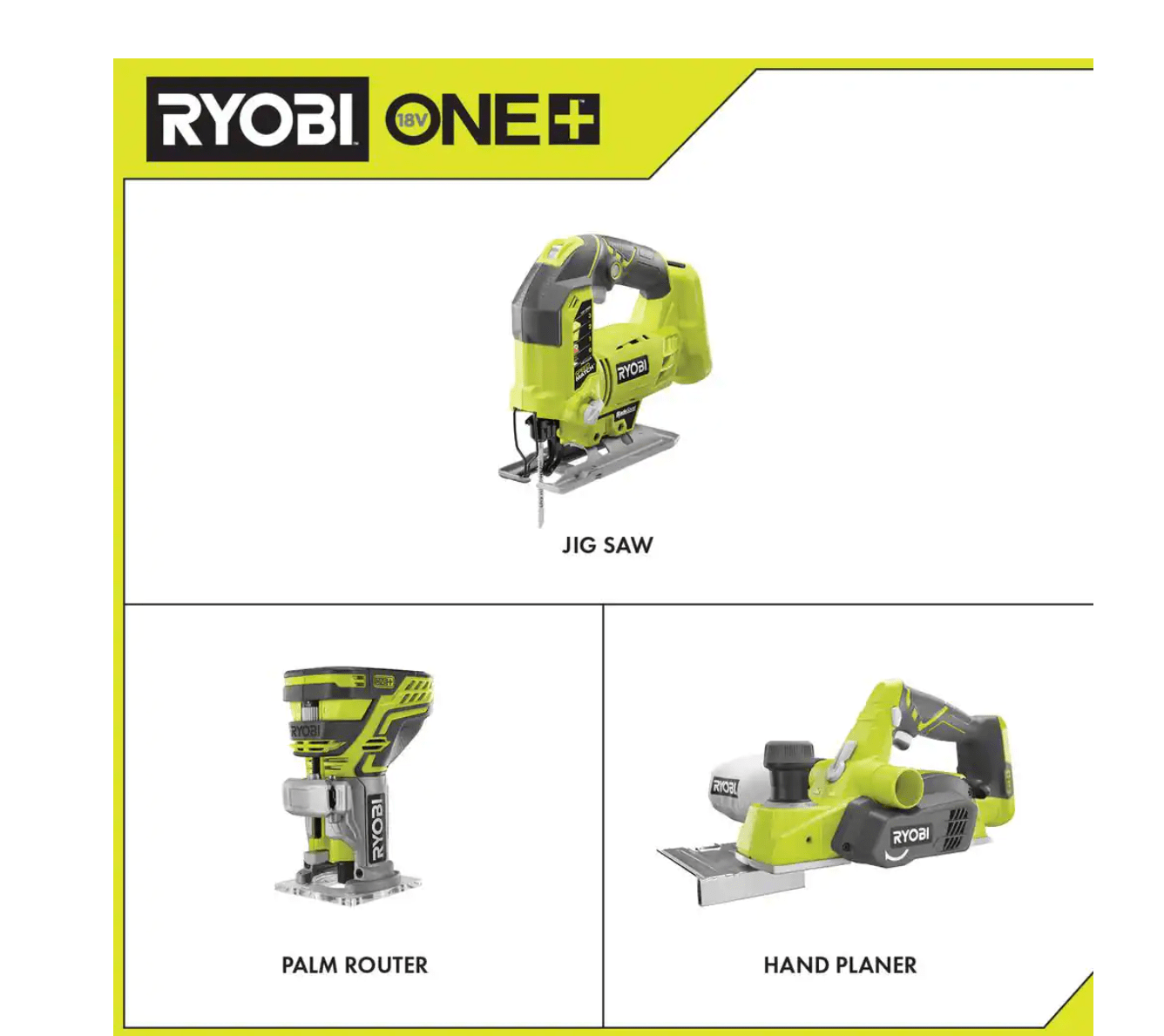 RYOBI P5231-P601-P611 ONE+ 18V Cordless 3-Tool Combo Kit Jig Saw, Trim