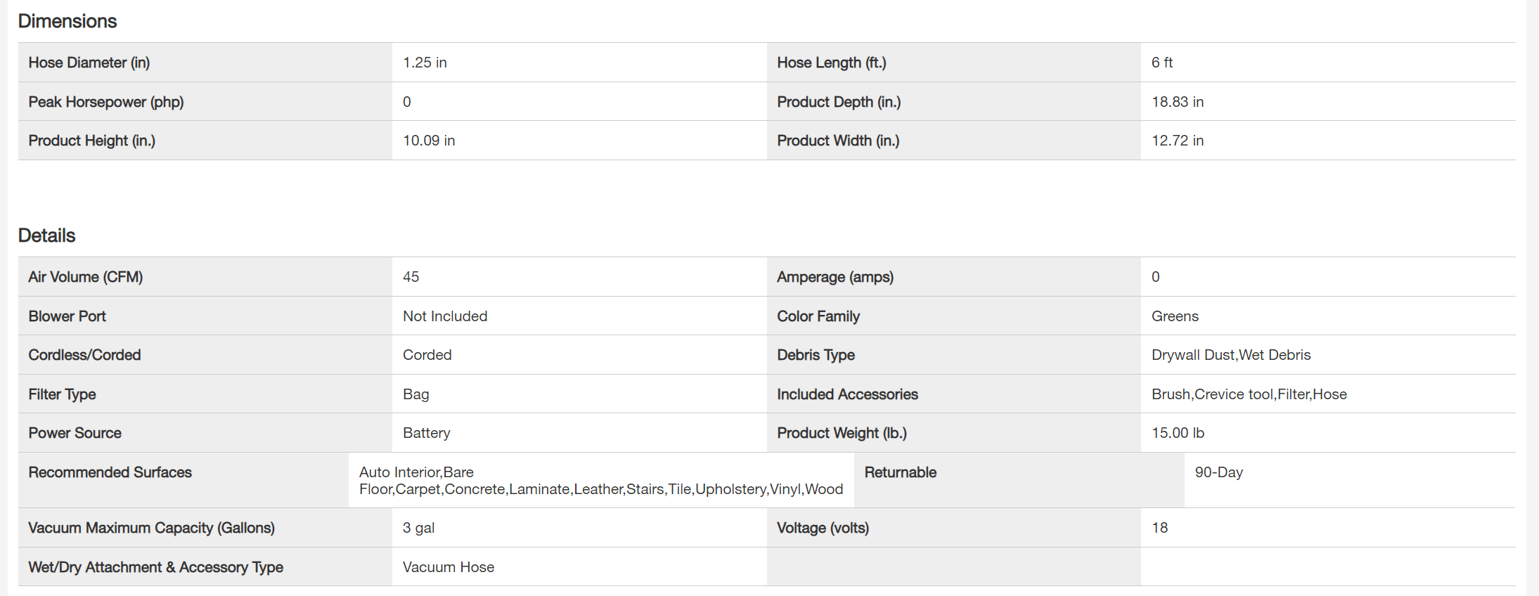 RYOBI P3240 ONE+ 18V 3 Gal. Project Wet/Dry Vacuum With Accessory